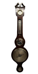Victorian Barometer In Rosewood Case, Convex Glass, Silvered Dials.