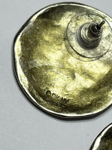 Vintage 90s Designer DKNY Signed Earrings Gold Silver Tone