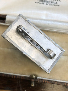 Vintage Arts And Crafts Pewter Red Stone Brooch C Clasp