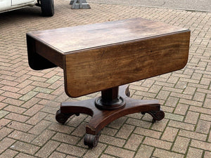 Antique Regency Mahogany Lamp / Sofa Table, Fold Down Flaps, Drawer.