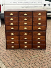Edwardian Bank Of Drawers. 24 Drawers. Splits In To 2. Brass Handles.