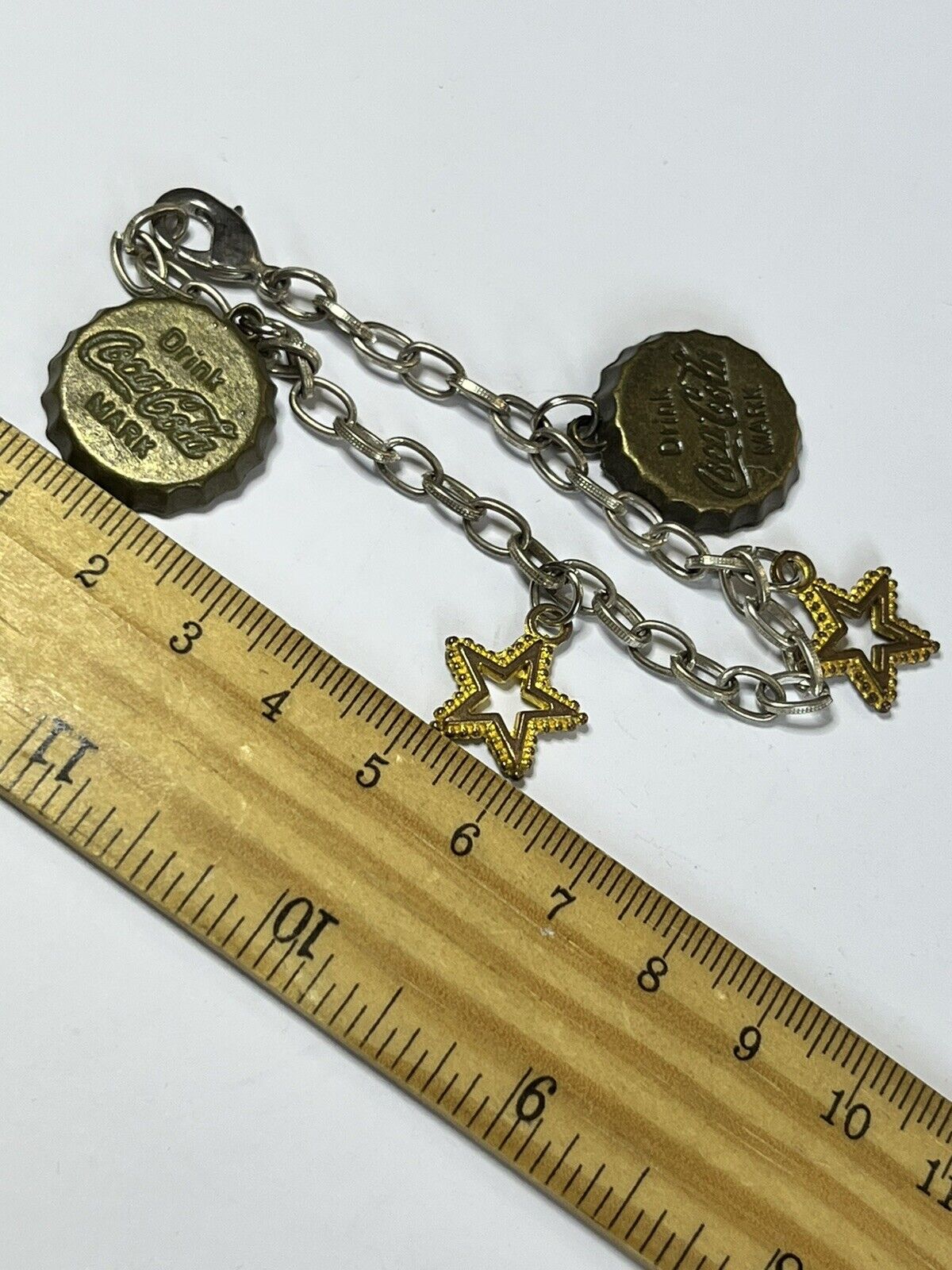 Vintage Gold  Silver Tone Coca Cola Charm Bracelet