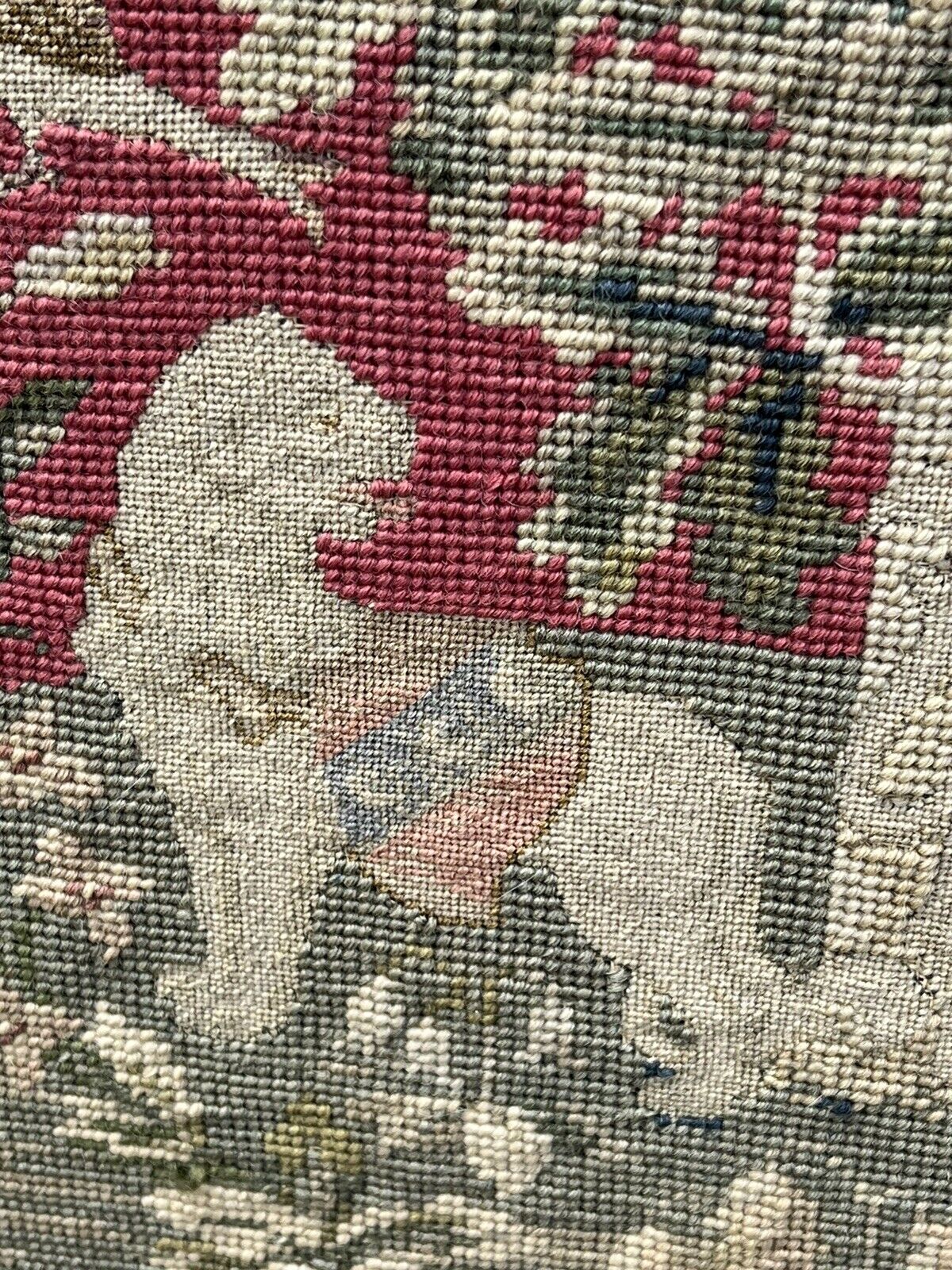 Antique fire screen with tapestry, fully height  adjustable