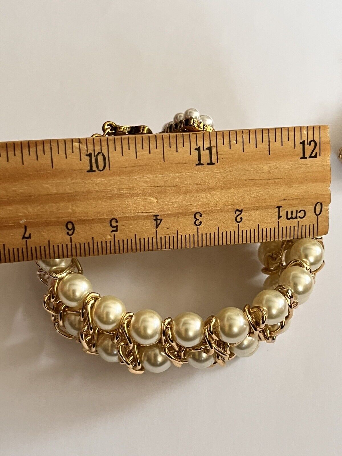 Vintage Faux Pearl Enamel Bee Set Bracelet Brooch Drop Earrings