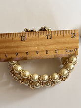 Vintage Faux Pearl Enamel Bee Set Bracelet Brooch Drop Earrings