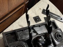 Antique Ebony Writing Box, Desk & Pen Stand, Drawer & Compartments.