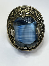 Vintage Celtic Large Glass Blue Stone Ring