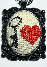 Vintage Black Tone Key Love Embroidered Black Tone Necklace