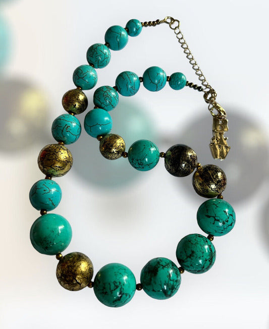 Vintage Butler And Wilson Statement Turquoise Beaded Necklace