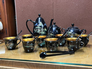Antique Papier-mâché Tea & Coffee Set. Ship Worldwide