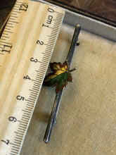 Vintage Silver Enamel Maple Leaf Bar Brooch