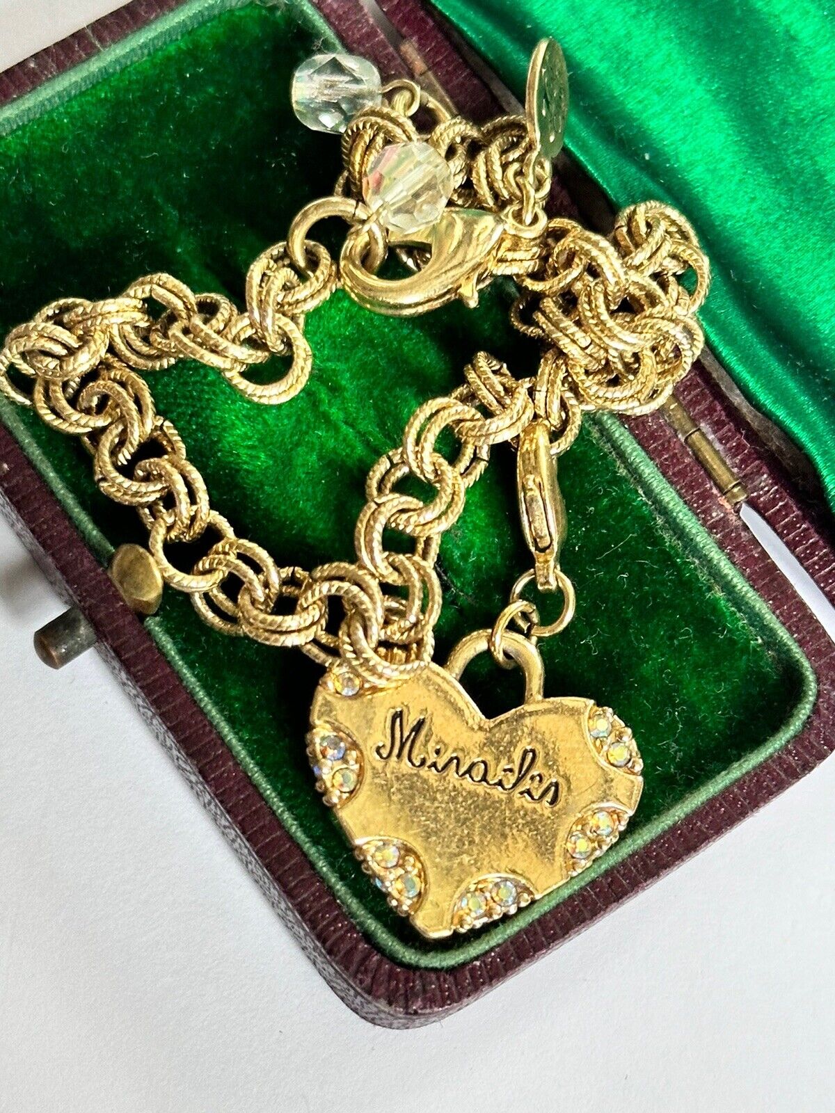 Vintage Kirks Folly Expect Miracles Heart Link Bracelet