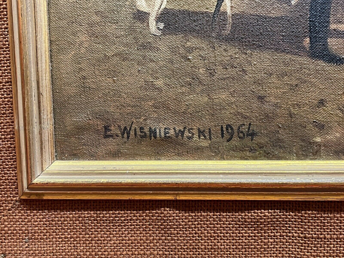 Signed Oil On Canvas By E .Wisniewski 1964