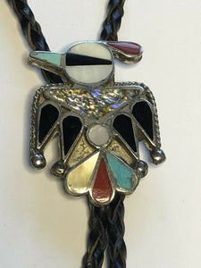 Vintage Nickel Silver American Indian Navajo Peyote Bird Neck Tie
