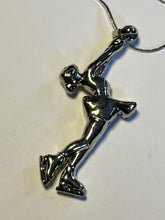 Vintage Silver Tone Iceskater Pendant Necklace