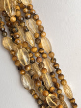 Vintage Statement Silver 925 Citrine Tigers Eye Drop Faceted Bead Necklace
