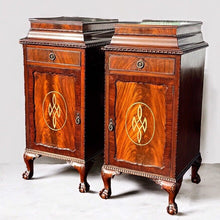 Antique Mahogany Pair Of Wine Celleratte Cabinets With Scottish Crest