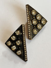 Vintage Triangle Diamanté Clip On Earrings Signed