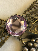 Vintage Large Bow Grapes Etruscan Brooch