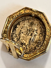 Vintage Gold Silver Tone Etruscan Coin Clip On Earrings Numbered