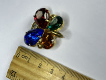 Vintage 1980s Statement Butterfly Multicoloured Diamante Clip On Earrings