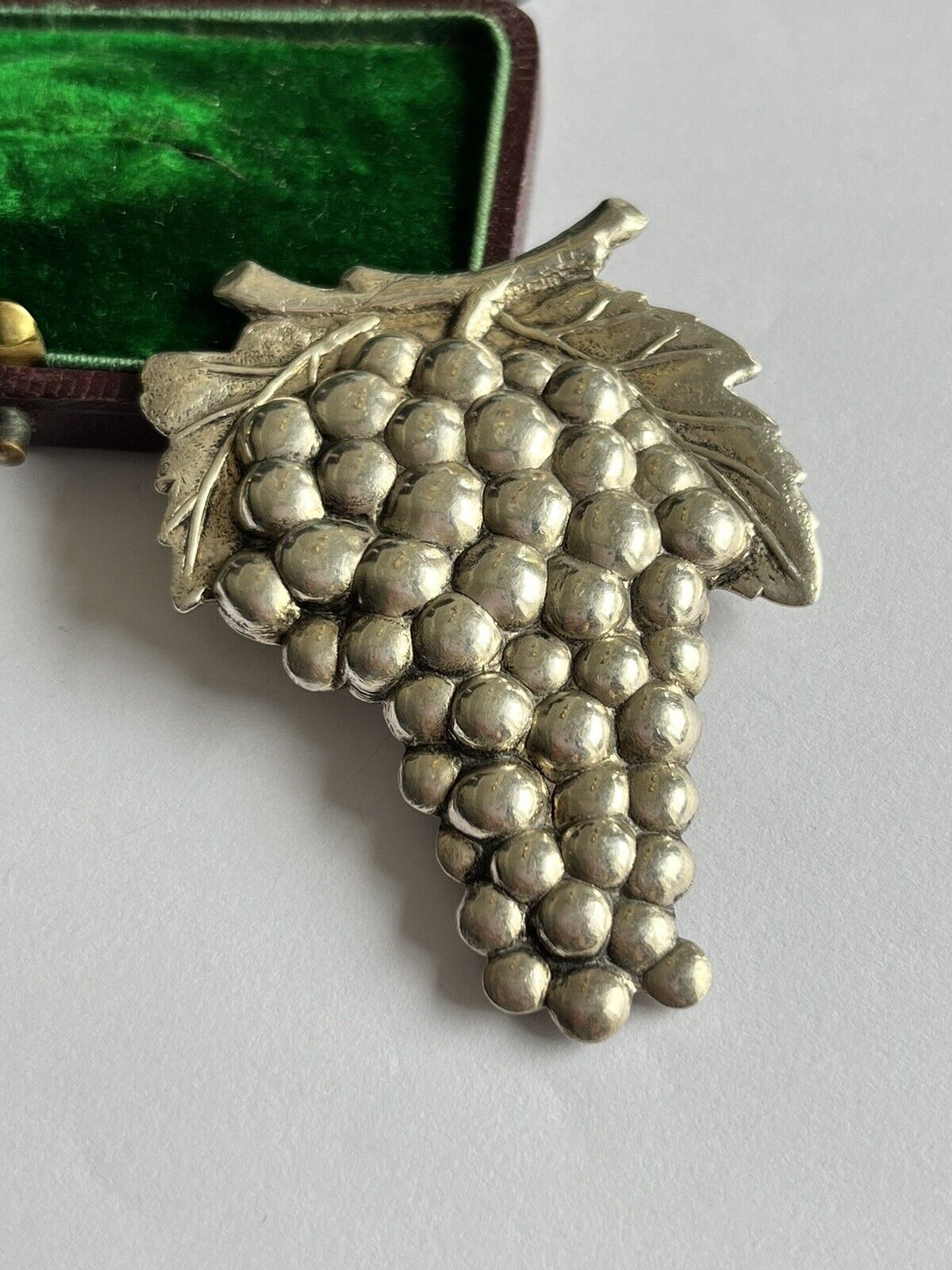 Vintage Silver Tone Grapes Brooch Statement Piece