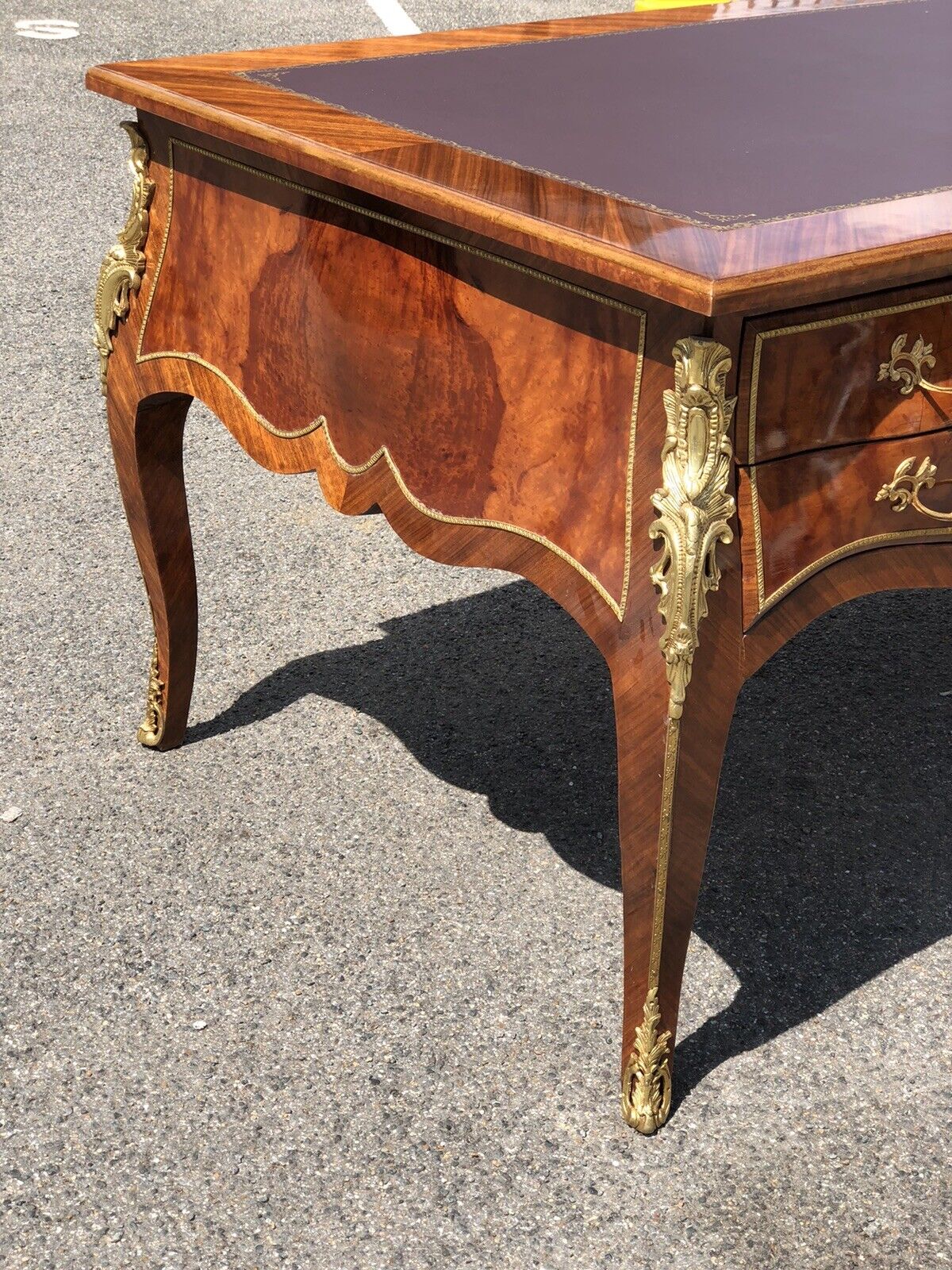 Pair Of Large Inlaid Kingswood Desks With Brass Decoration, Very Impressive.