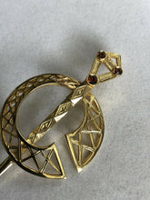 Vintage Gold Plated Celtic Diamanté Brooch Signed