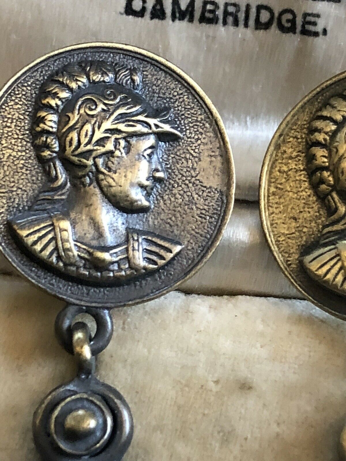 Vintage Etruscan Roman Drop Pierced Earrings