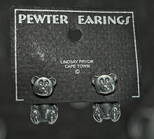 Vintage Pewter Teddy Bear Back Front Pierced Earrings