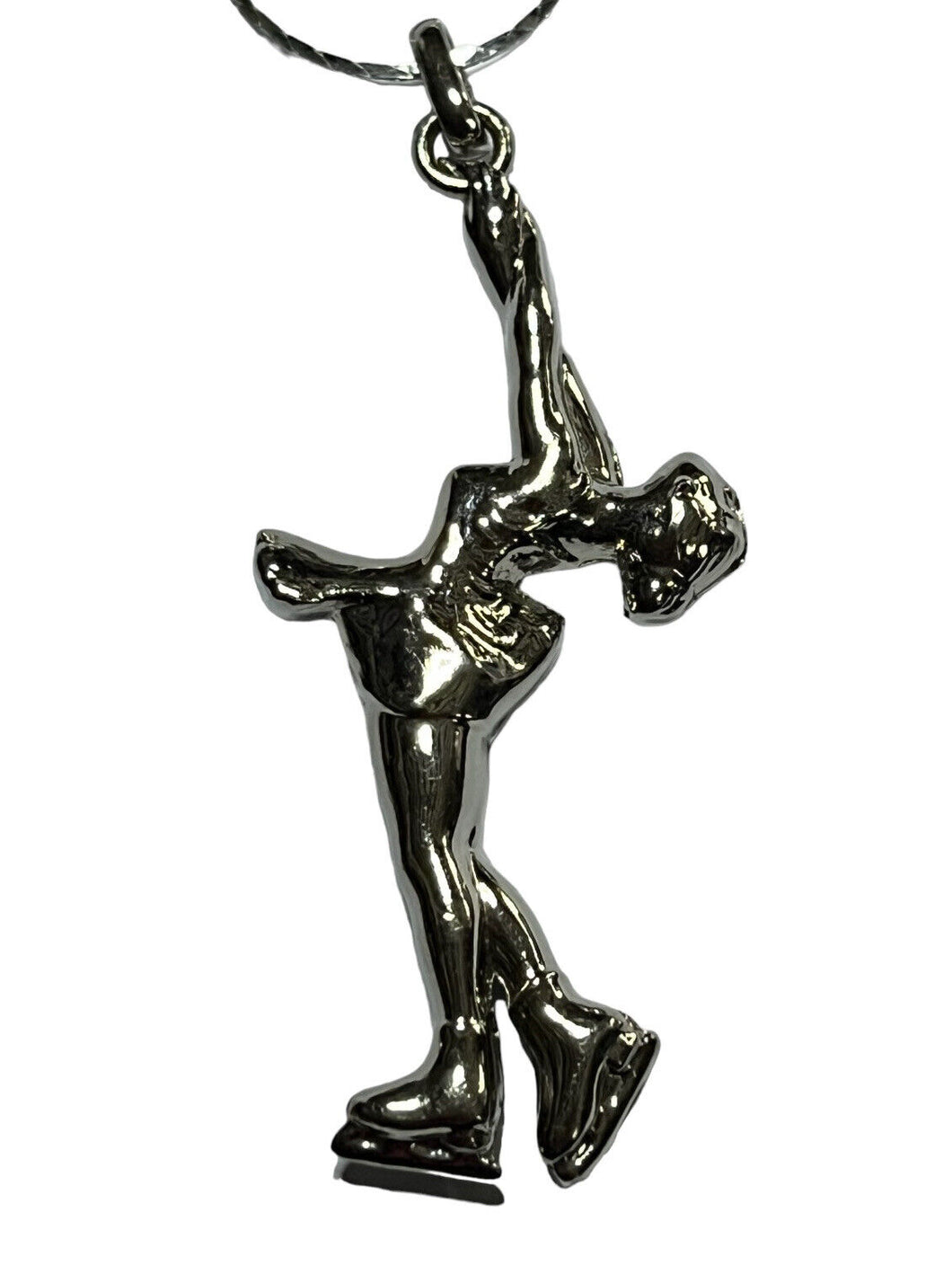 Vintage Silver Tone Iceskater Pendant Necklace