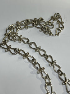 Vintage Silver 925 Statement Flower Geode Unique Chain Necklace 65g