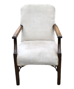 Antique Armchair In Mahogany And Upholstered. Reading Chair. Library Chair.