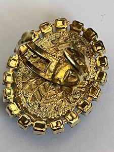 Vintage Gold Plated Turquoise Gold Murano Glass Statement Adjustable Ring