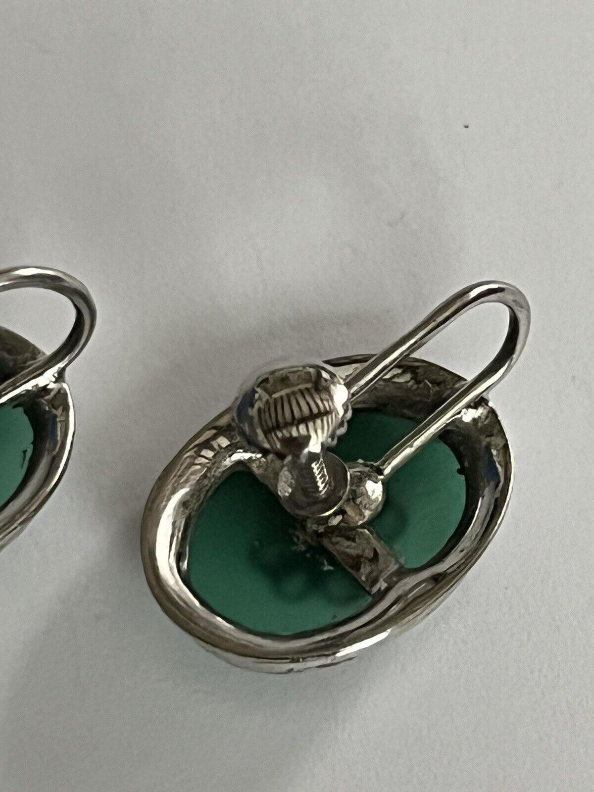 Vintage Silver 925 Green Onyx Marcasite Brooch And Screwback Earring Set