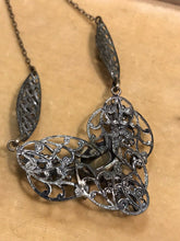 Vintage Detailed Metal Work And Purple Stone Necklace