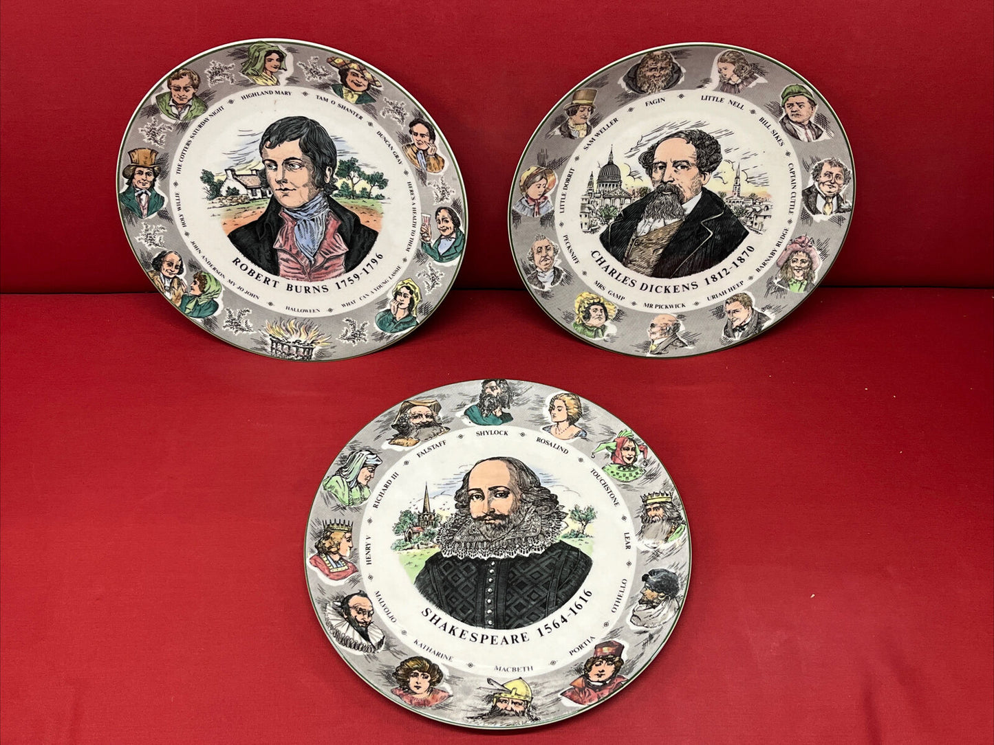 Royal Doulton Charles Dickens, Shakespeare & Robert Burns Plates