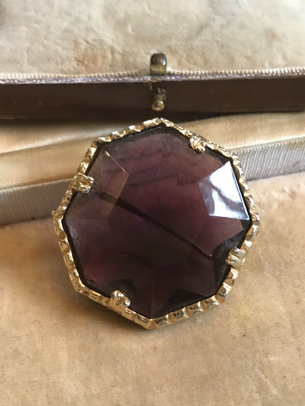 Vintage Statement Purple Glass Geometric Brooch