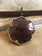 Vintage Statement Purple Glass Geometric Brooch