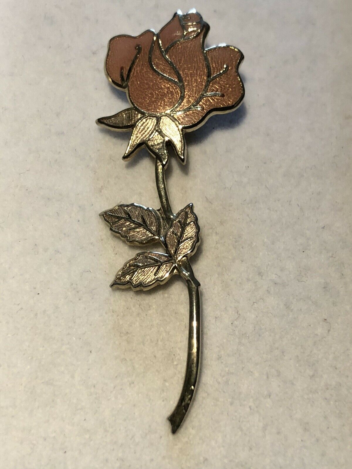 Vintage Enamel Single Rose Love Brooch