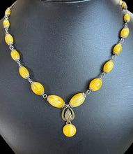 Vintage Old Satin Bead Metal Detail Drop Necklace