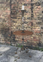 Maitland Smith Industrial Metal & Leather Lamp Table
