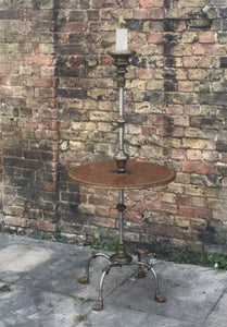Maitland Smith Industrial Metal & Leather Lamp Table