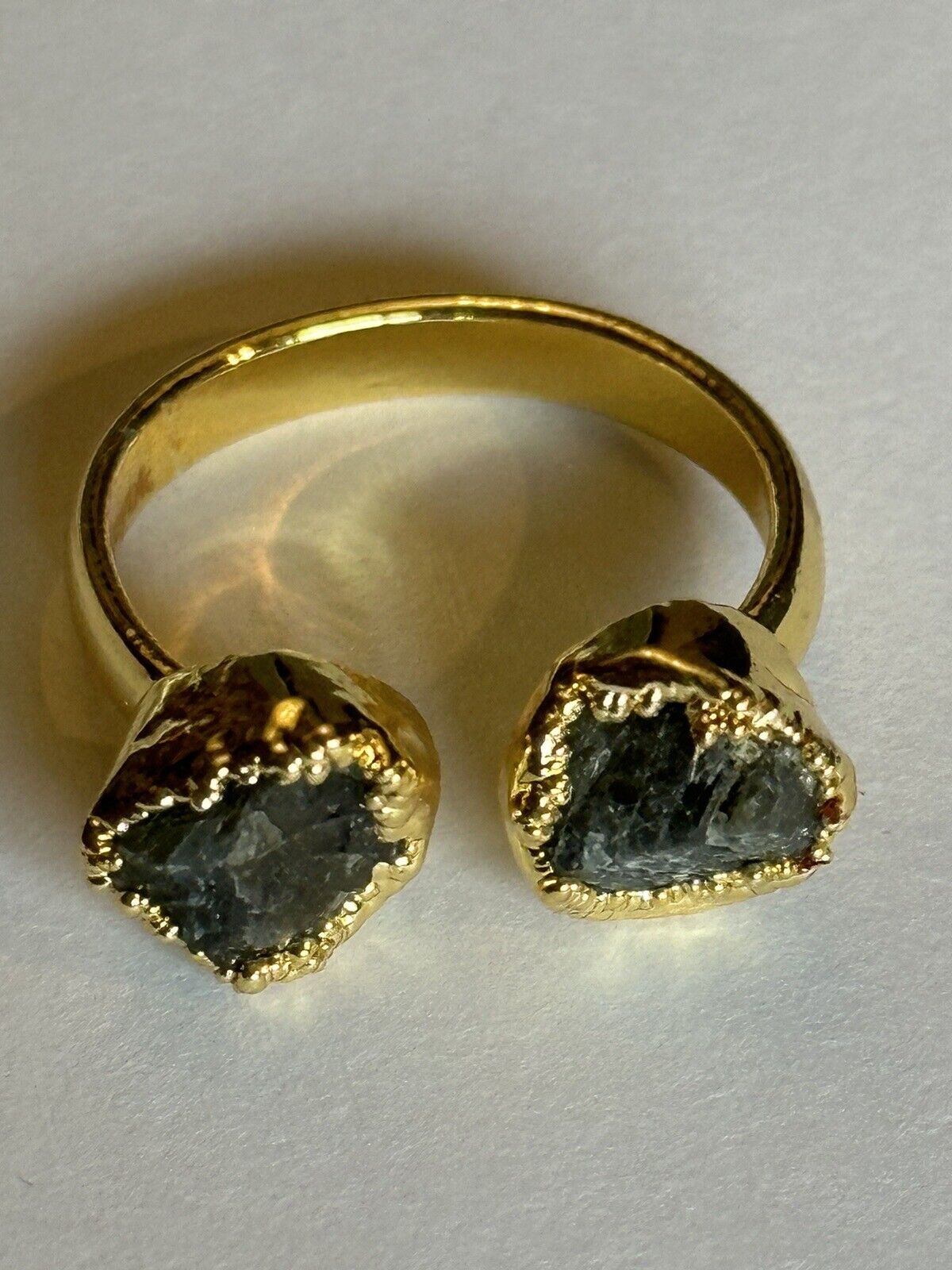 Sera Huyuk 18k Gold Vermeil Etruscan Raw Grey Tanzanite Ring