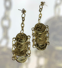 Vintage Etruscan Gold Tone Replica Coins Earrings