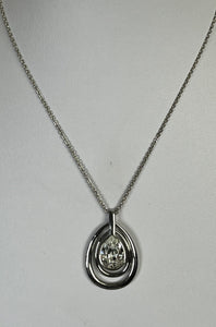 Vintage Swarovski Swan Signed Teardrop Pendant Necklace