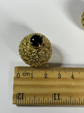Vintage Gold Tone Blue Diamanté Stud And Ball Earrings