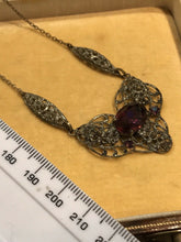 Vintage Detailed Metal Work And Purple Stone Necklace