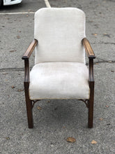 Antique Armchair In Mahogany And Upholstered. Reading Chair. Library Chair.