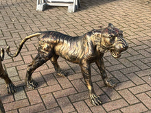Bronze Pair Of Tigers, LARGE In Size, Superb Detail.